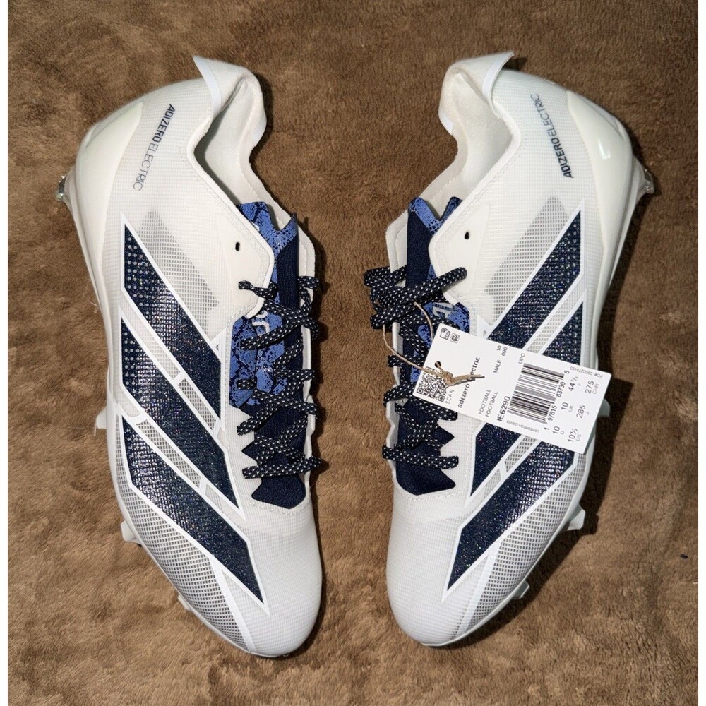 adidas Adizero Electric Mens Size 10.5 Football Cleats White Navy Blue NEW
